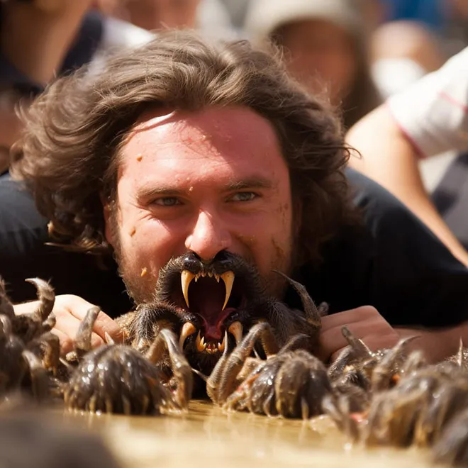 24305 tarantula eating cricket