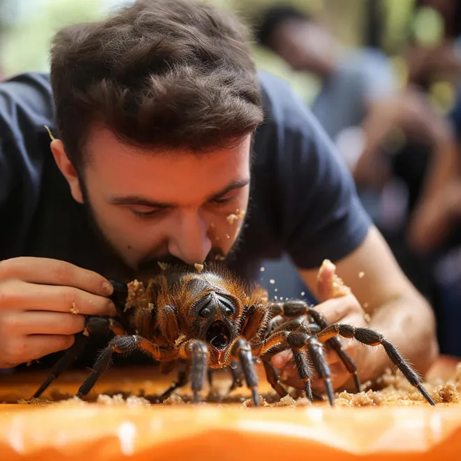 24305 tarantula eating mealworm