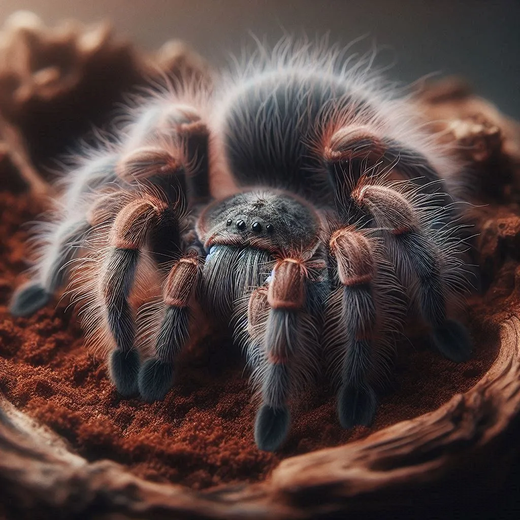24307 curly hair tarantula feeding